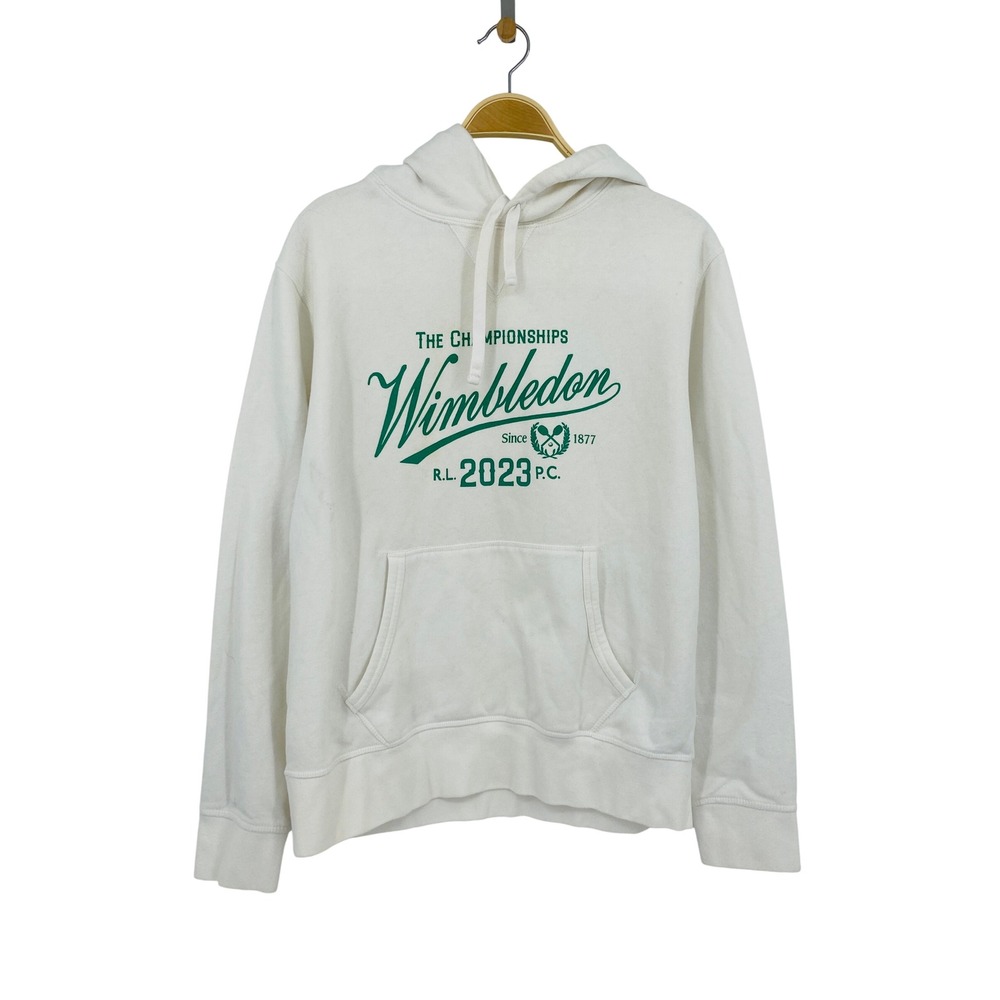 Polo Ralph Lauren Wimbledon Hoodie Mens Medium White 2023 Graphic Pullover